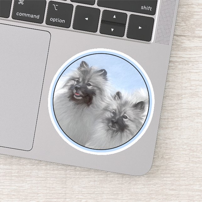 Pegatina Keeshond Pair de Kees pintura animal original (Detalle)