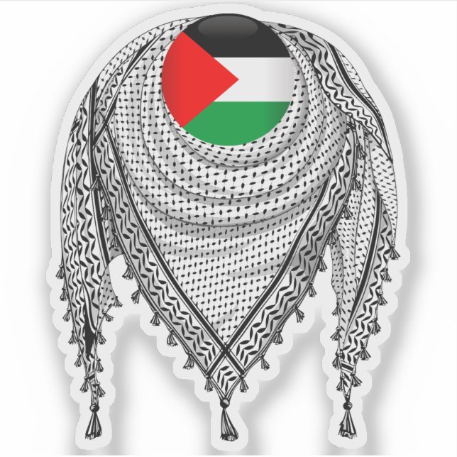 Pegatina Keffiyeh palestino Scarf tejido tradicional (Anverso)