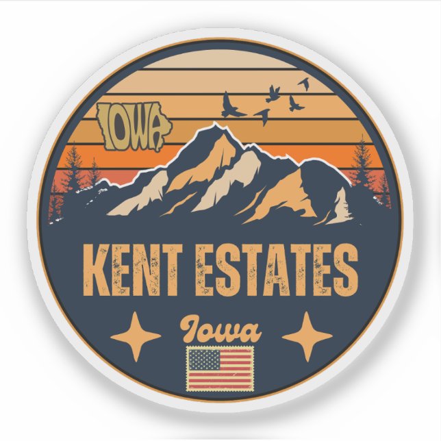 Pegatina Kent Estates, Iowa Ia, Estados Unidos (Anverso)