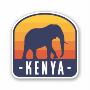 Pegatina Kenya Sunset con Elefante - Viajes a Kenia
