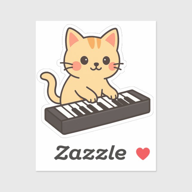 Pegatina Keyboard Cat Cartoon Style (Hoja)
