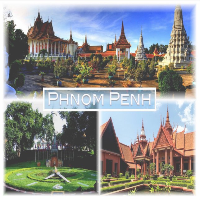 Pegatina KH Phnom Penh - Pagoda plateada - Palacio Real - (Anverso)