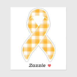 Pegatina Kidney Cancer Awareness Plaid Orange Ribbon