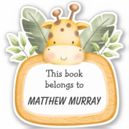 Pegatina Kids Giraffe Personalizado Bookplate