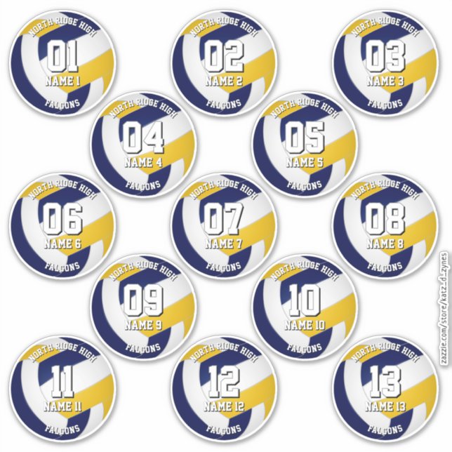 Pegatina kids teens navy blue gold volleyball club 13 (Anverso)