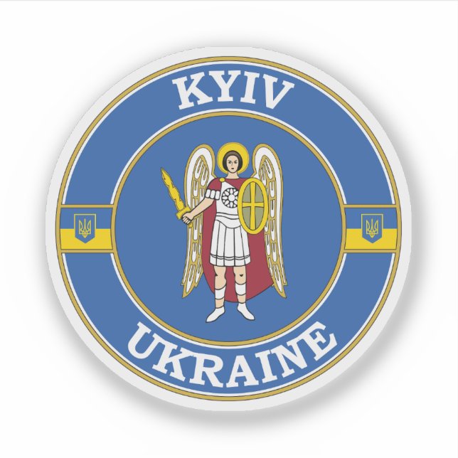 Pegatina Kiev Ucrania: Emblema del círculo (Anverso)