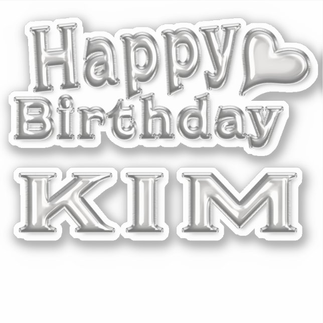 Pegatina Kim Happy Birthday silver Aufkleber Sticker (Anverso)