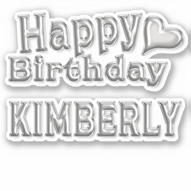 Pegatina Kimberly Happy Birthday silver Aufkleber Sticker (Anverso)