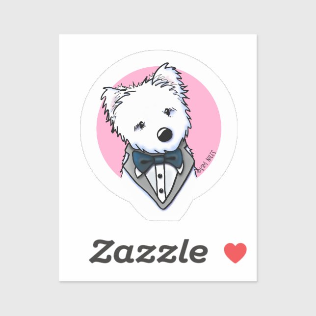 Pegatina KiniArt Tuxedo Westie (Hoja)