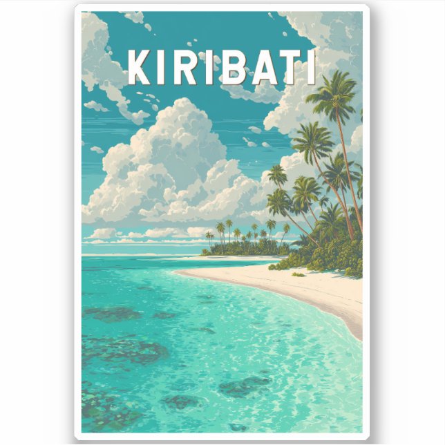 Pegatina Kiribati Illustration Travel Art Vintage (Anverso)