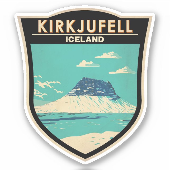 Pegatina Kirkjufall Islandia Viaje al Vintage (Anverso)