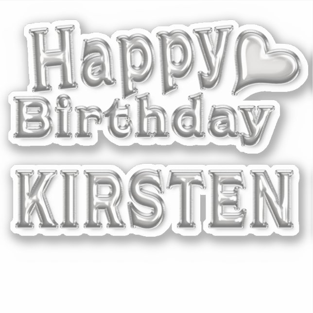Pegatina Kirsten Happy Birthday silver Aufkleber Sticker (Anverso)