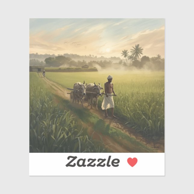 Pegatina Kisan Farming Life Painting Images (Hoja)