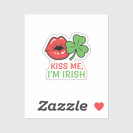 Pegatina Kiss Me I'm Irish Flirty Lips Shamrock St Patrick