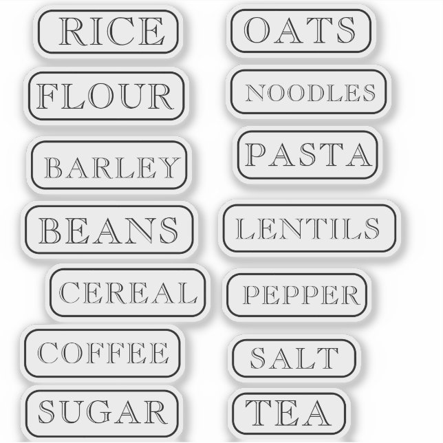 Pegatina Kitchen Pantry Cupboard Produce Food Labels (Anverso)