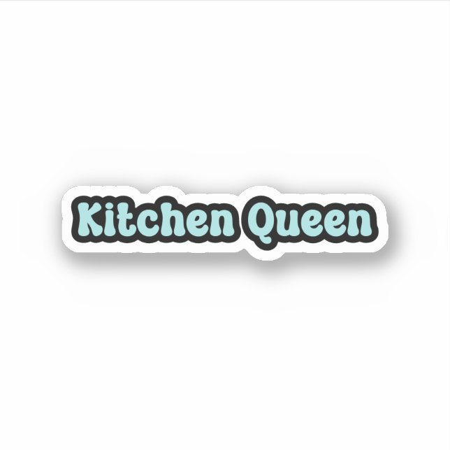 Pegatina Kitchen Queen Blue Retro Textos (Anverso)