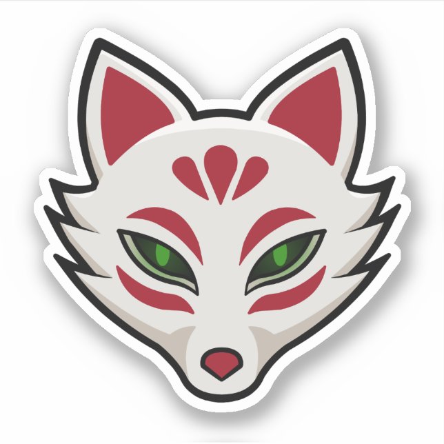 Pegatina Kitsune Fox Mask (Anverso)