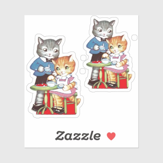 Pegatina Kitties retro Valentine (Hoja)