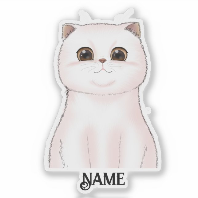 Pegatina Kitty blanco personalizado (Anverso)