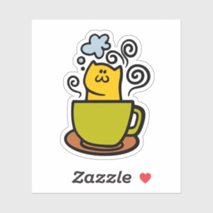 Pegatina Kitty en una taza de café