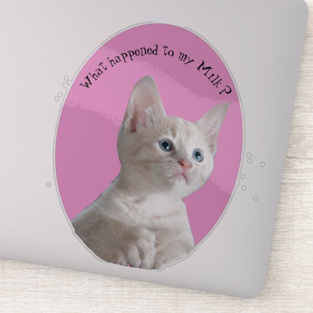 Pegatina Kitty lo que pasó con mi leche (Detalle)