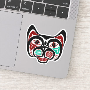 Pegatina Kitty Nativo Estadounidense Red Black Vector Graph
