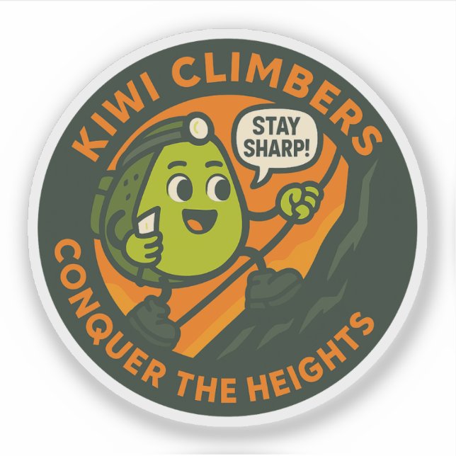 Pegatina Kiwi Escaladores Conquistan Las Alturas (Anverso)