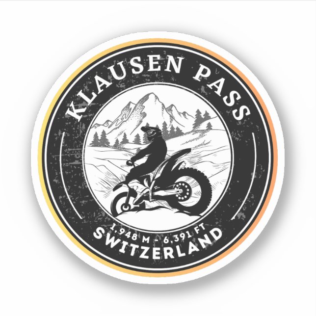 Pegatina Klausen Pass swiss-alps tour en moto (Anverso)