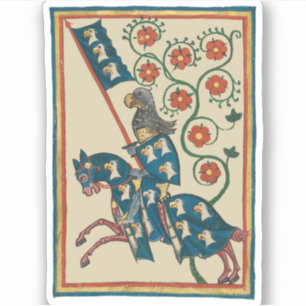 Pegatina Knight con Eagle Heraldry, medieval del siglo XIV