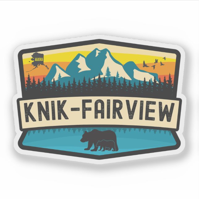 Pegatina Knik-Fairview, Alaska (Anverso)