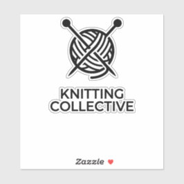 Pegatina Knitting Collective Noir Logo Minimaliste Tricot 