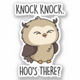 Pegatina Knock Knock Hoos There Funny Owl Pun