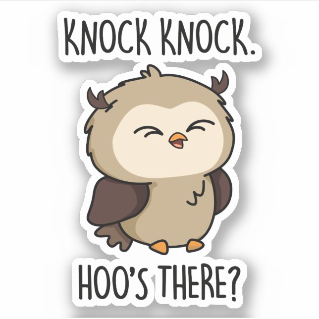 Pegatina Knock Knock Hoos There Funny Owl Pun (Anverso)