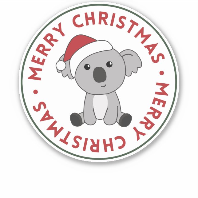 Pegatina Koala Christmas Snow Winter Animals Koalas (Anverso)