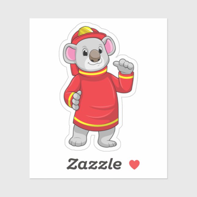 Pegatina Koala como bombero con casco (Hoja)