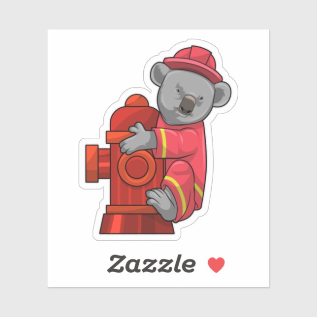 Pegatina Koala como bombero con hidrógeno (Hoja)