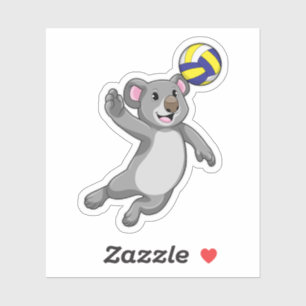 Pegatina Koala como jugador de voleibol con voleibol