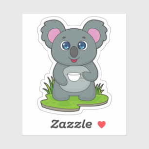 Pegatina Koala con taza de café