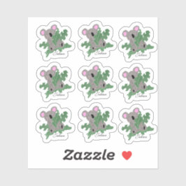 Pegatina Koala Divertido Sosteniendo Plantas Monstera