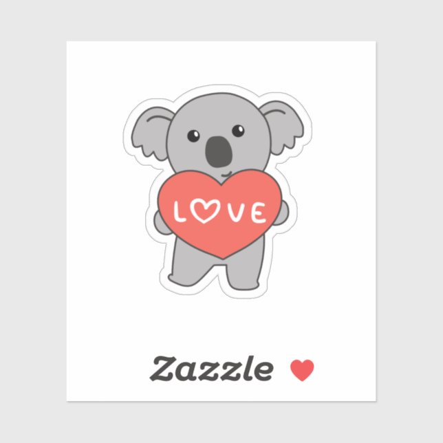 Pegatina Koala Para Animales Dulces El día de San Valentín  (Hoja)