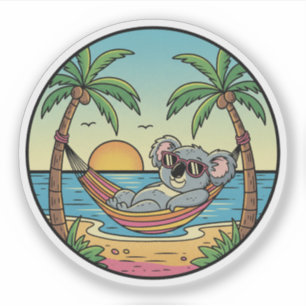 Pegatina Koala relajándose en hamaca de playa - Vacaciones 