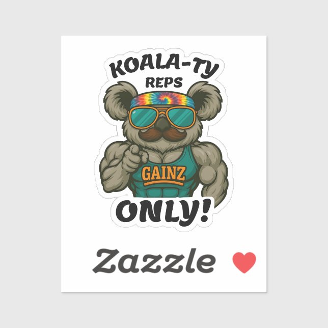 Pegatina Koala-ty Reps Only – Funny Koala Gym Workout (Hoja)
