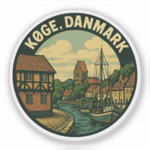 Pegatina Køge Dinamarca Casco Antiguo