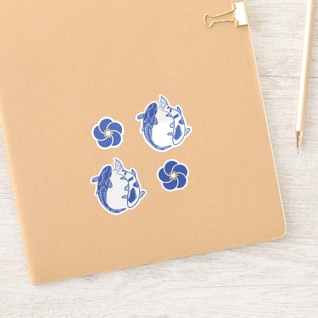 Pegatina Koi Blossom Crest: Serene Blue Edition (Cuaderno)