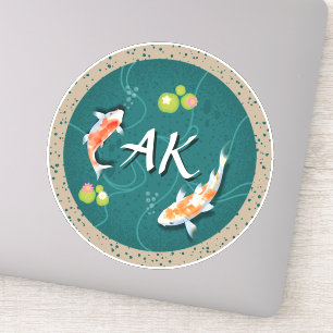 Pegatina Koi Fish Pond japonés verde realista