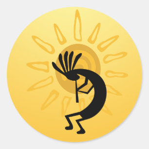 Pegatina Kokopelli Gold Sun 3"