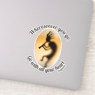 Pegatina Kokopelli ve con tu corazón Inspirador