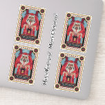 Pegatina Krampus retro vintage y los viejos Navidades oscur<br><div class="desc">Este diseño folclórico Navidad presenta un Krampus anticuado vestido como Santa Claus. Este diseño rojo y crema dice: "El Krampus y los viejos y oscuros Navidades. Raíces y renacimiento". Gran diseño para quien ame el folklore de los Navidades,  Krampus y Krampus en traje de Santa.</div>