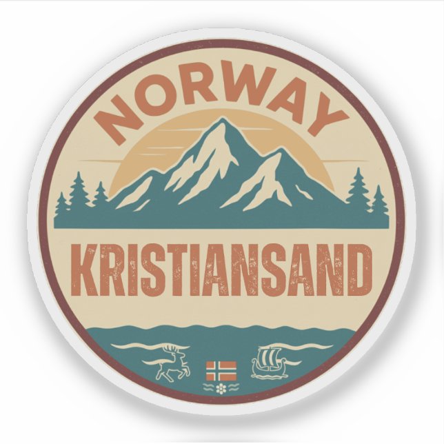 Pegatina Kristiansand, Norge Noruega (Anverso)