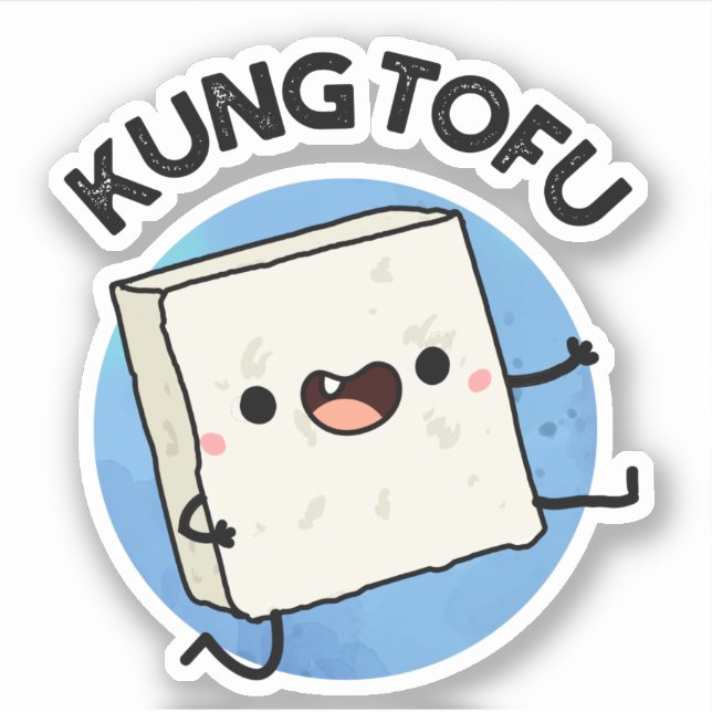 Pegatina Kung Tofu Funny Kungfu Tofu Pun (Anverso)
